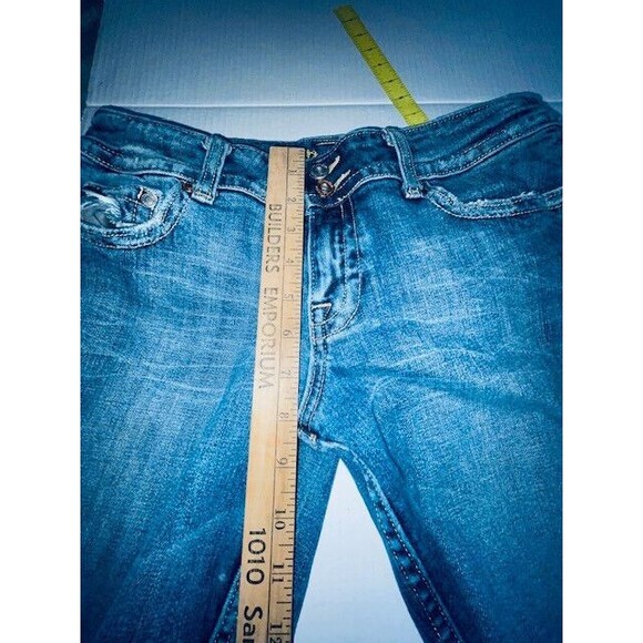 Miss Me Jeans Women's Sz 31 Blue Camo Denim Boot Cut Embellished Distressed Flap - Picture 8 of 16